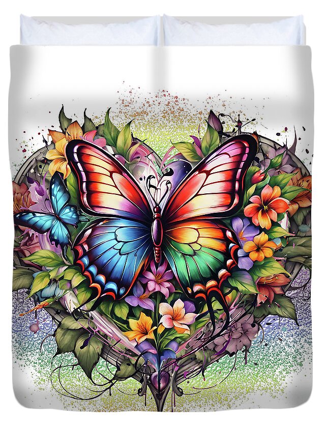 Butterflys Duvet Cover featuring the digital art Butterfly Design 2 by DSE Graphics