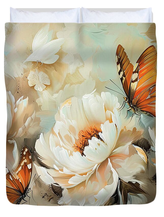 Butterfly Duvet Cover featuring the painting Butterfly Enlightenment by Tina LeCour