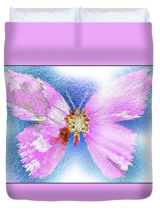 Butterfly Duvet Cover featuring the digital art Butterfly Extrusion Motif by A Macarthur Gurmankin