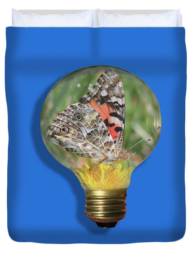 Lightbulb Duvet Cover featuring the photograph Butterfly In Lightbulb by Shane Bechler