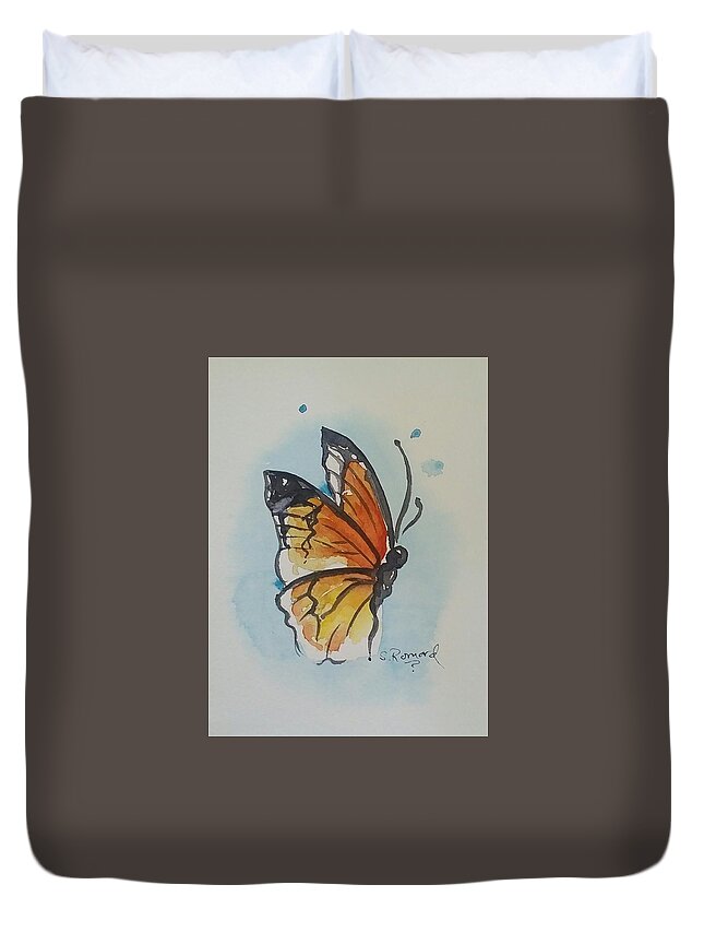  Duvet Cover featuring the painting Butterfly by Sheila Romard
