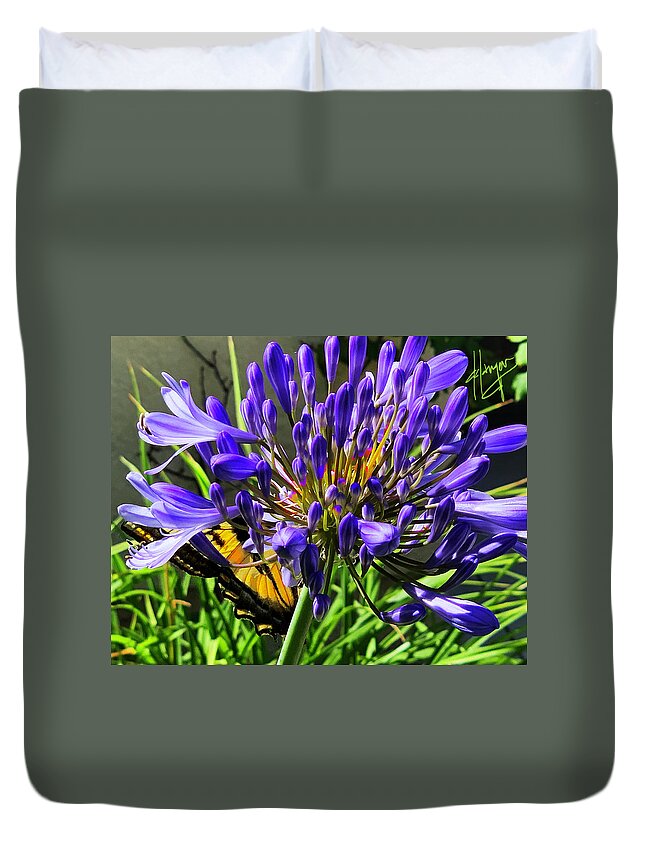 Butterfly Duvet Cover featuring the photograph Butterlfy Inside A Flower by DC Langer