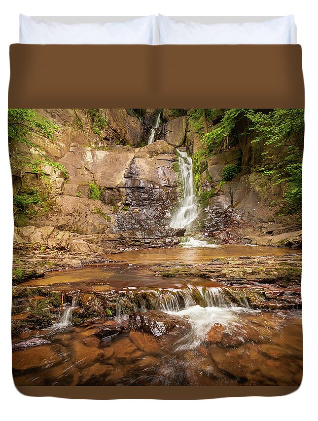 Buttermilk Falls Duvet Cover featuring the photograph Buttermilk Falls and Stream by Kristia Adams