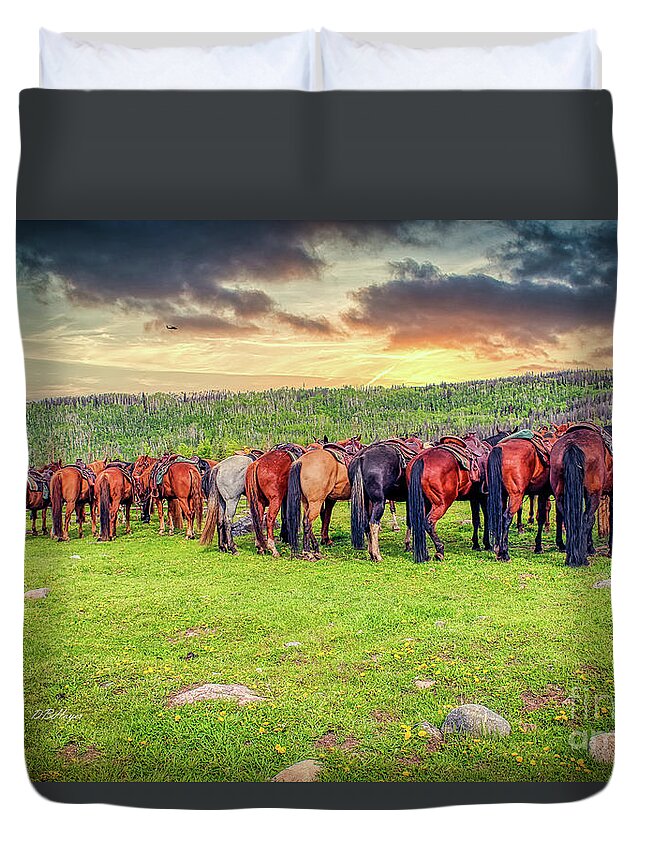 Horses Duvet Cover featuring the photograph Butts by DB Hayes