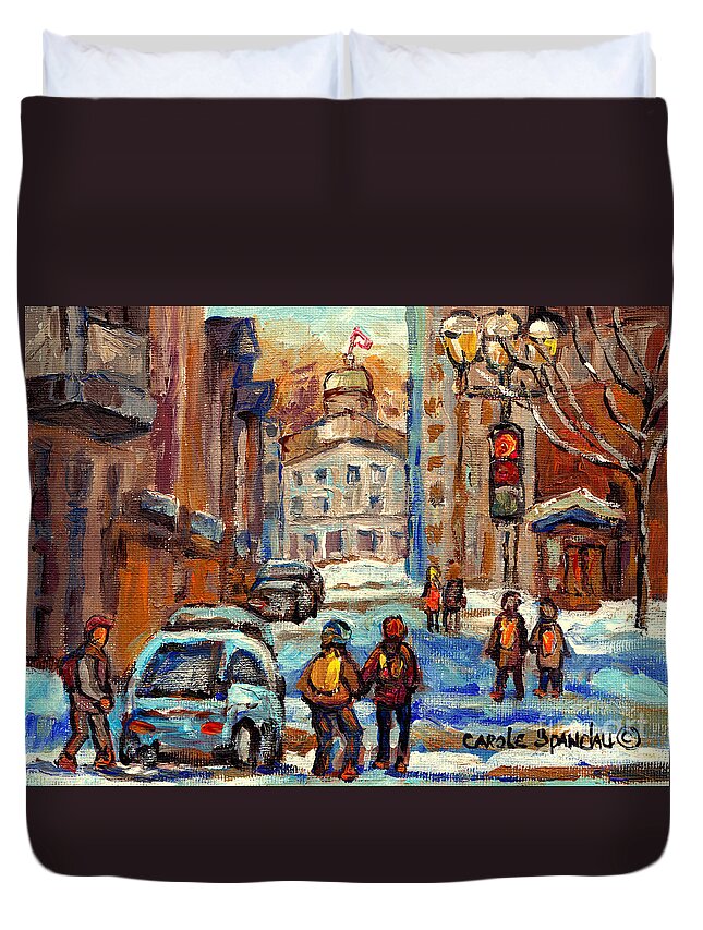 Montreal Duvet Cover featuring the painting Buy Original Mcgill University Paintings Prints And Products C Spandau Artist Best Montreal Scenes by Carole Spandau