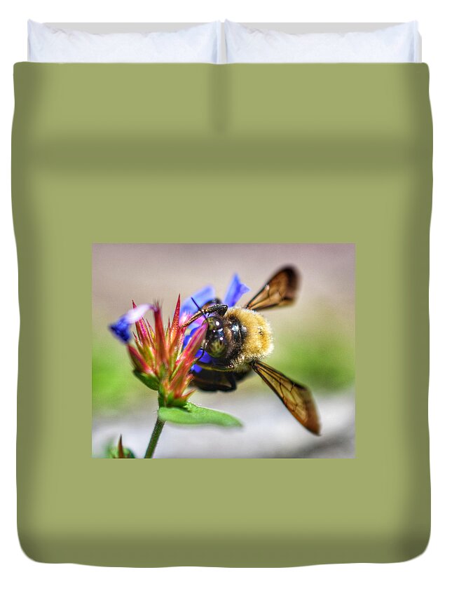 Photo Duvet Cover featuring the photograph Buzz Buzz by Evan Foster