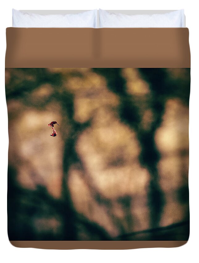 Forest Duvet Cover featuring the photograph By a thread by Gavin Lewis