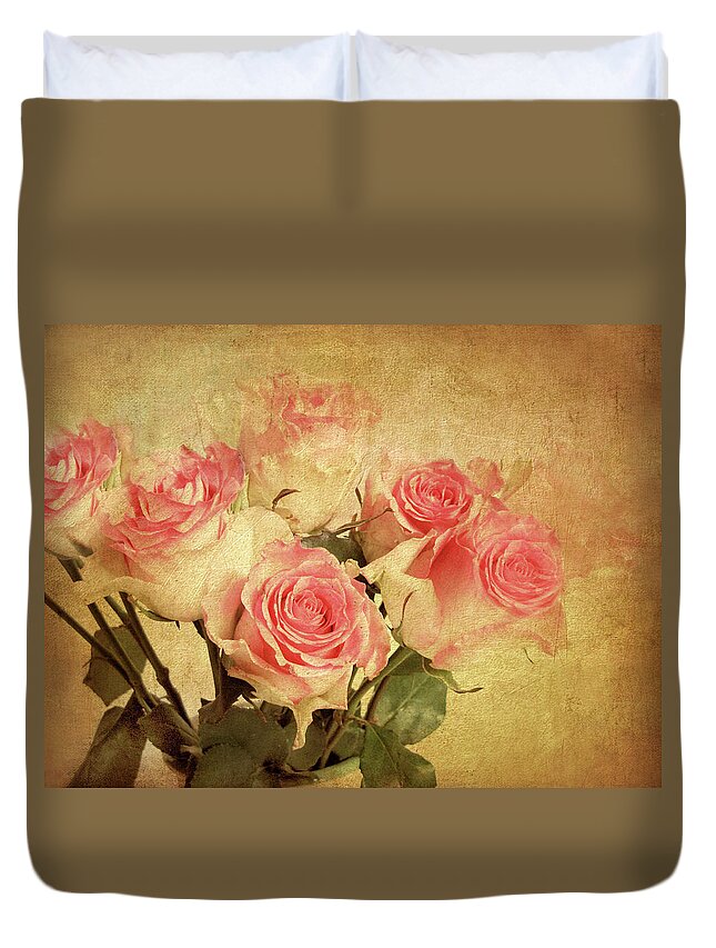 Flowers Duvet Cover featuring the photograph By Gone Roses by Jessica Jenney