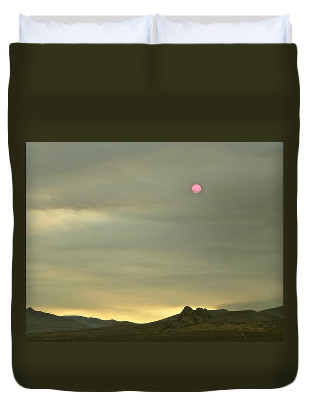 Landscapes Duvet Cover featuring the photograph By The Light of The Red Sun by Amelia Racca
