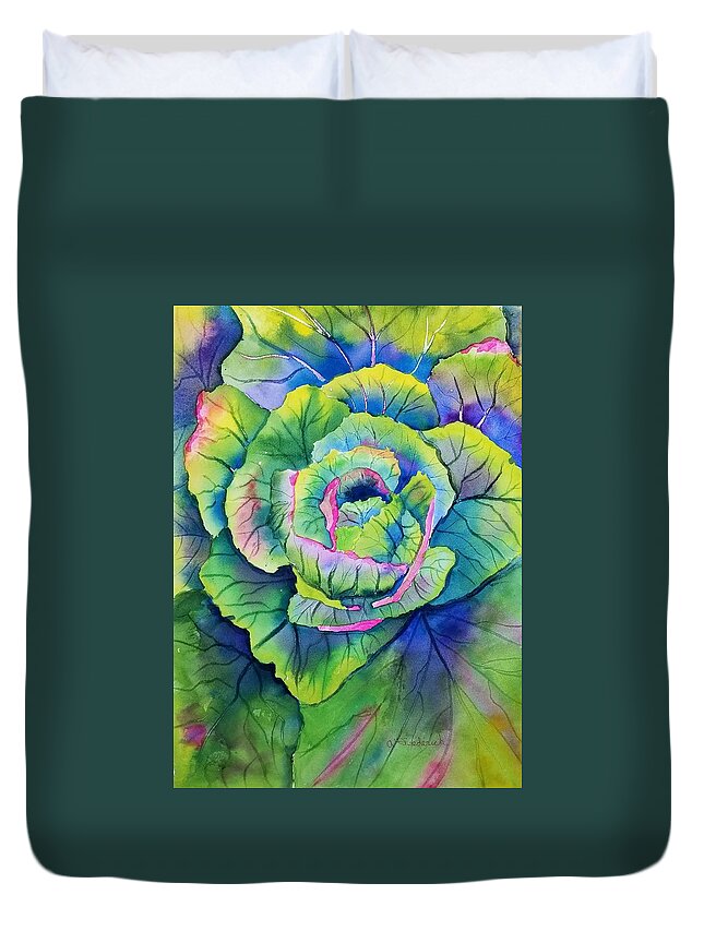 Cabbage Duvet Cover featuring the painting Cabbage Patch by Ann Frederick