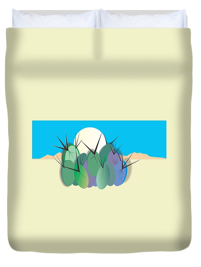 Southwest Duvet Cover featuring the digital art Cacti Gathering Three by Ted Clifton