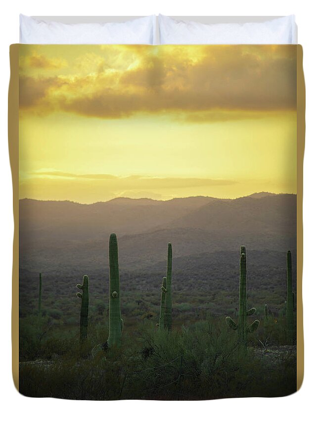 Landscape Duvet Cover featuring the photograph Cactus Huddle by Go and Flow Photos
