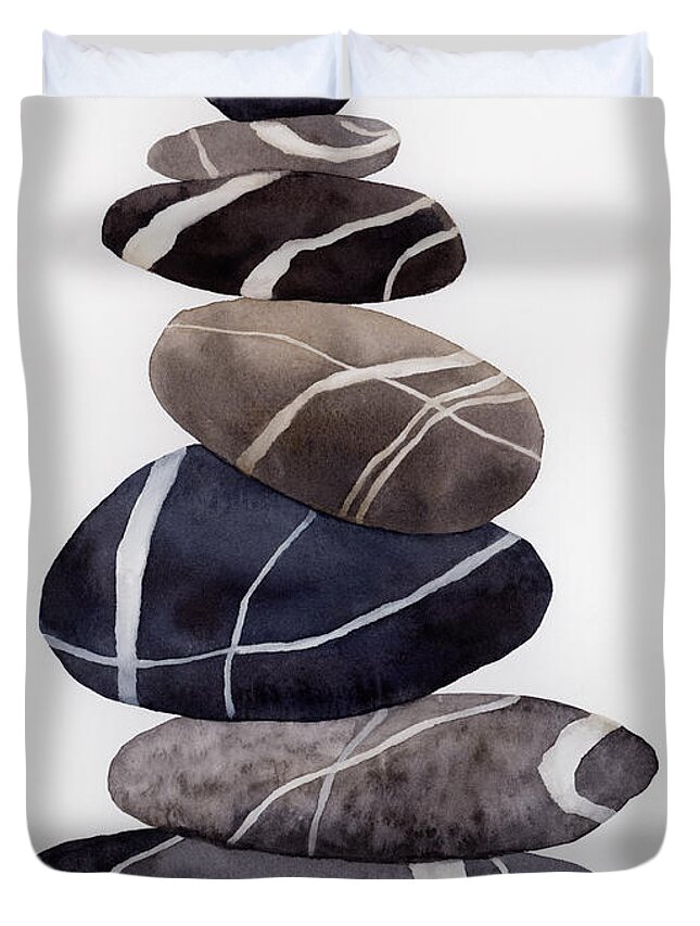 Cairn Duvet Cover featuring the painting Cairn by Hailey E Herrera