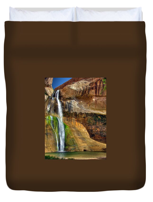 Calf Creek Duvet Cover featuring the photograph Calf Creek Falls by Farol Tomson