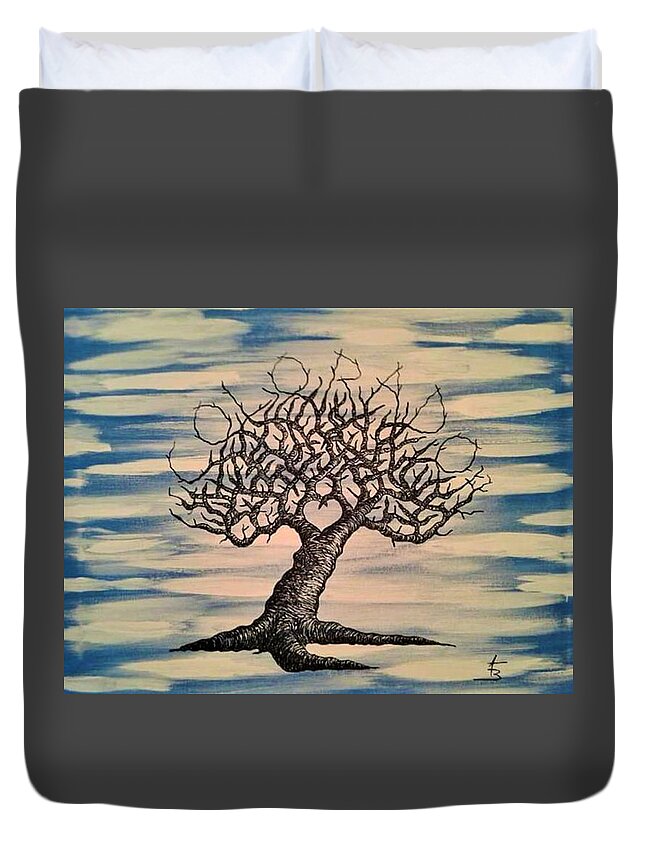 California Duvet Cover featuring the drawing Colorado- Blue Sky- Love Tree by Aaron Bombalicki