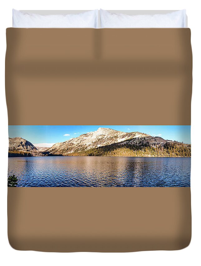 California Duvet Cover featuring the photograph California Mountains Cold Lake Waters panorama by Dan Carmichael