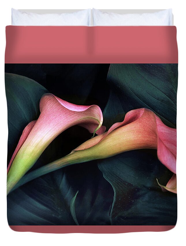 Calla Lily Duvet Cover featuring the photograph Calla Caress by Jessica Jenney