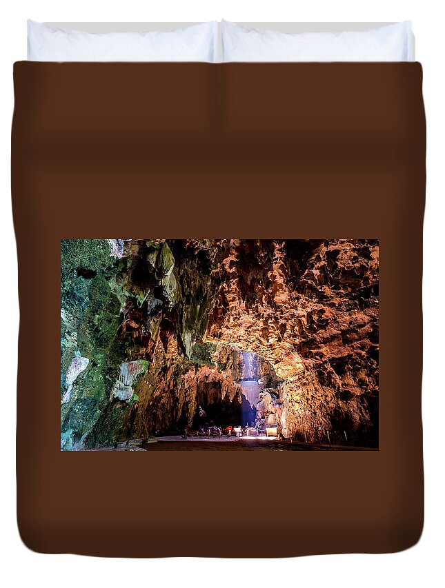 Beam Duvet Cover featuring the photograph Callao Cave Church by Arj Munoz