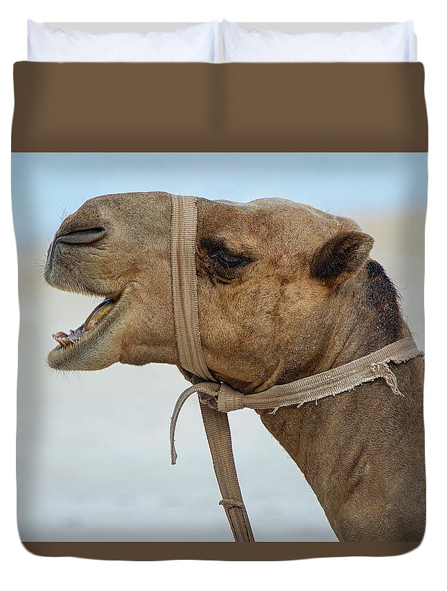 Camel Duvet Cover featuring the photograph Camel portrait by Gareth Parkes