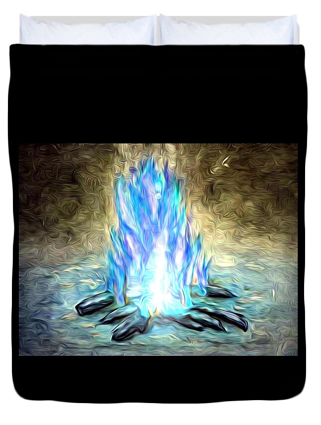 The Entranceway Duvet Cover featuring the digital art Campfire Blues by Ronald Mills