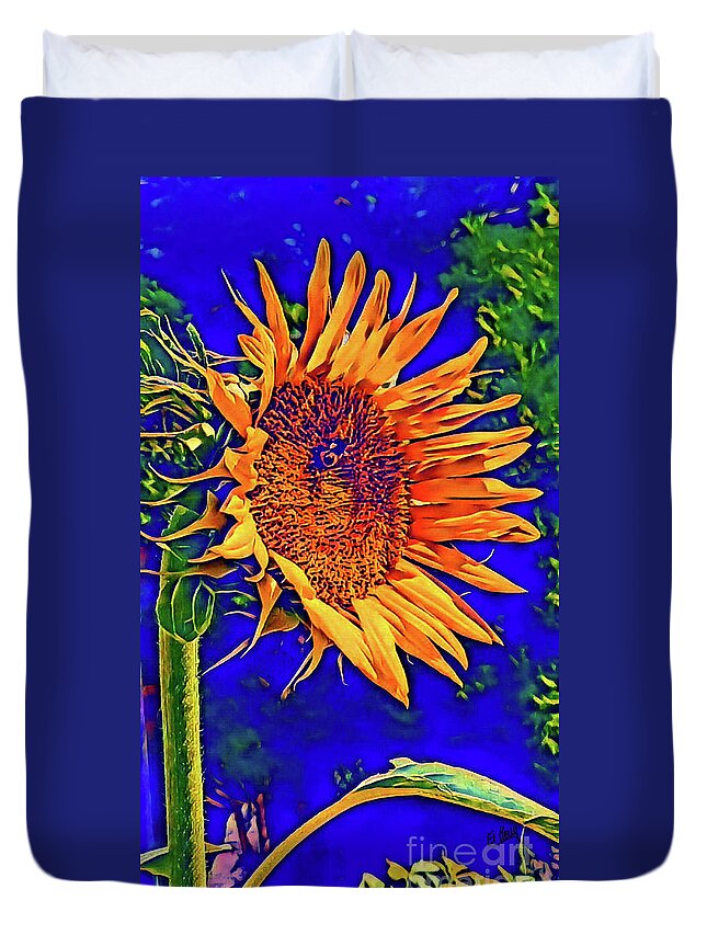 Flower Duvet Cover featuring the digital art Can You SEE the Bumble Bee by Eileen Kelly