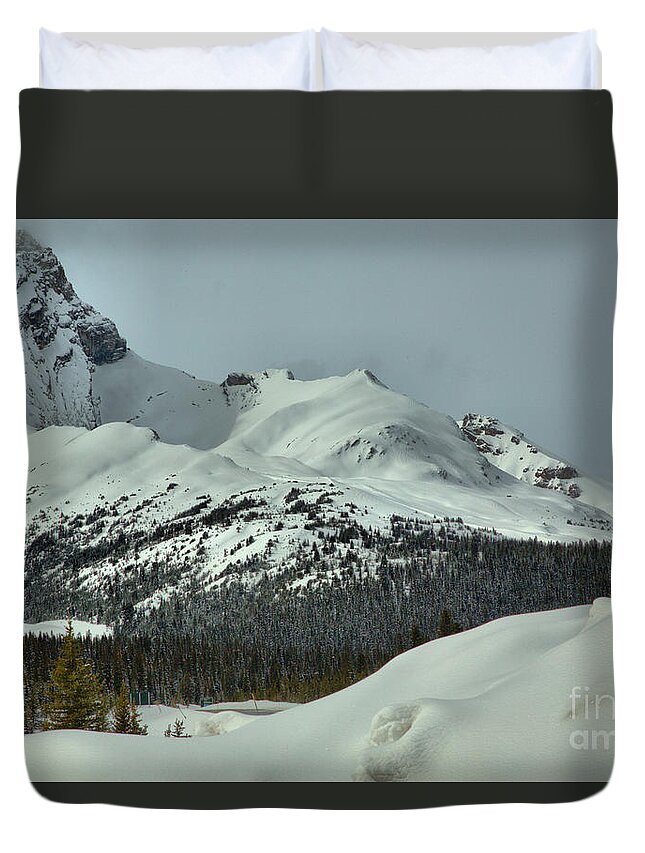 Canadian Duvet Cover featuring the photograph Canadian Rockies Winter Peak by Adam Jewell