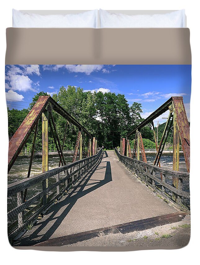 Canal Duvet Cover featuring the photograph Canal Footbridge by Steven Nelson