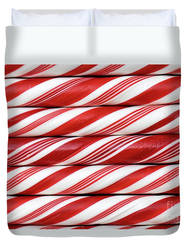 Candy Duvet Cover featuring the photograph Candy Canes by Vivian Krug Cotton