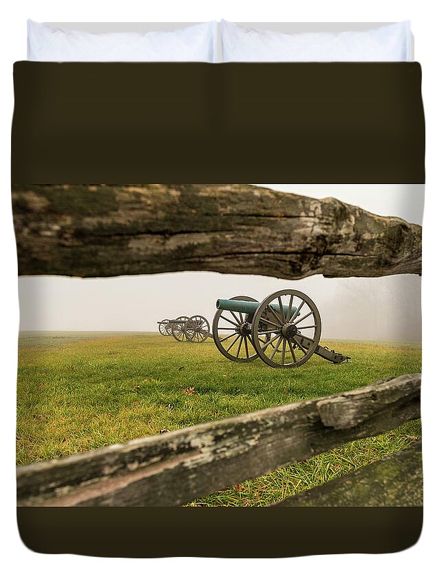 Historic Places Duvet Cover featuring the photograph Canons of Gettysburg by Amelia Pearn