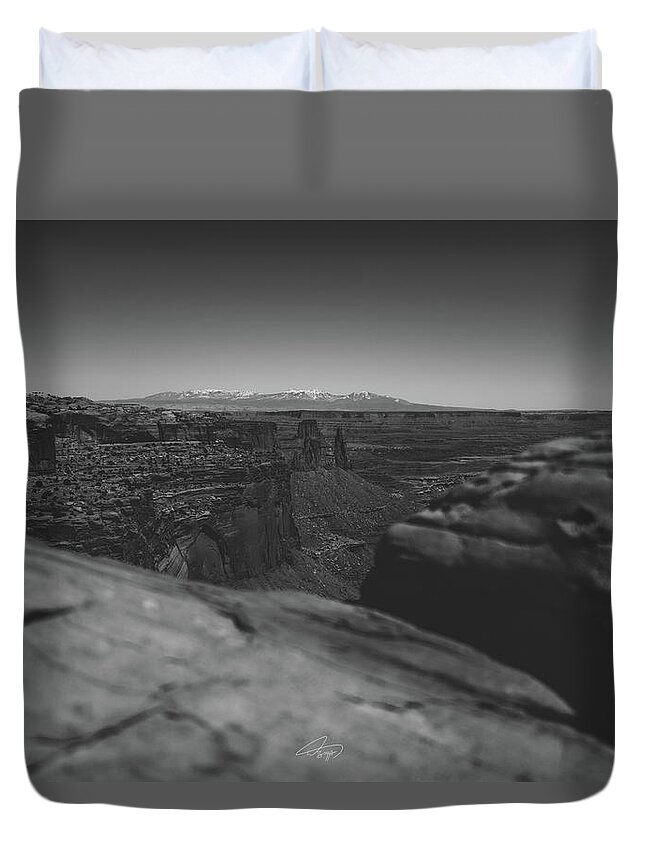  Duvet Cover featuring the photograph Canyonlands BW by William Boggs