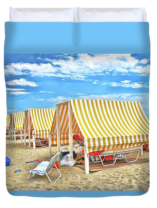 Cape May Duvet Cover featuring the photograph Cape May Cabanas 2 by Allen Beatty
