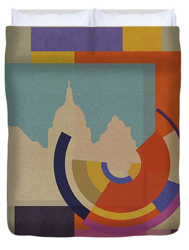London Duvet Cover featuring the mixed media Capital Squares - Saint Pauls by BFA Prints