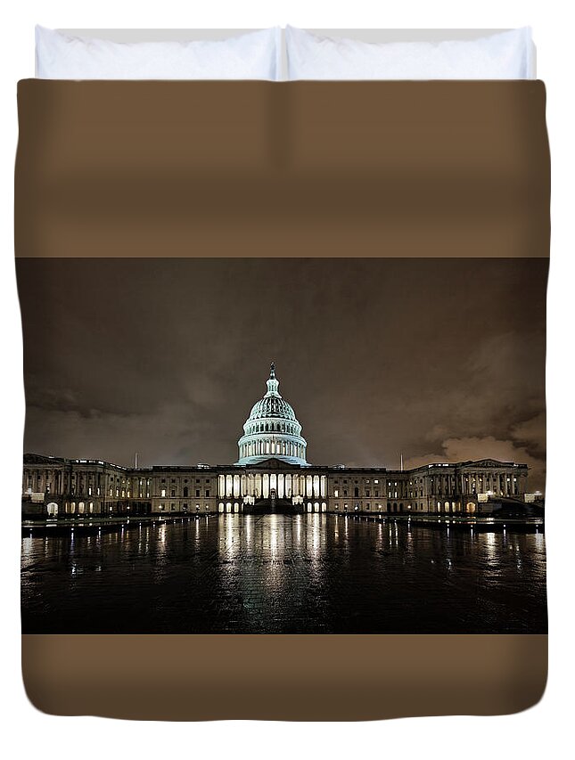 Capitol Duvet Cover featuring the photograph Capitol Building Front by Doolittle Photography and Art