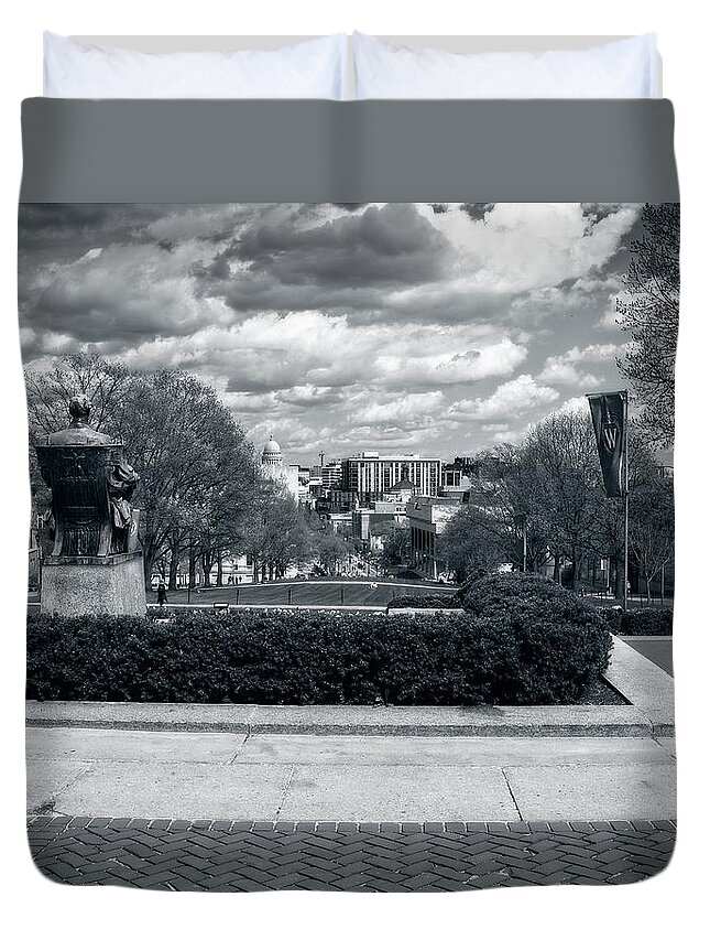 Madison Duvet Cover featuring the photograph Capitol - Madison - Wisconsin from Bascom Hall 2 by Steven Ralser