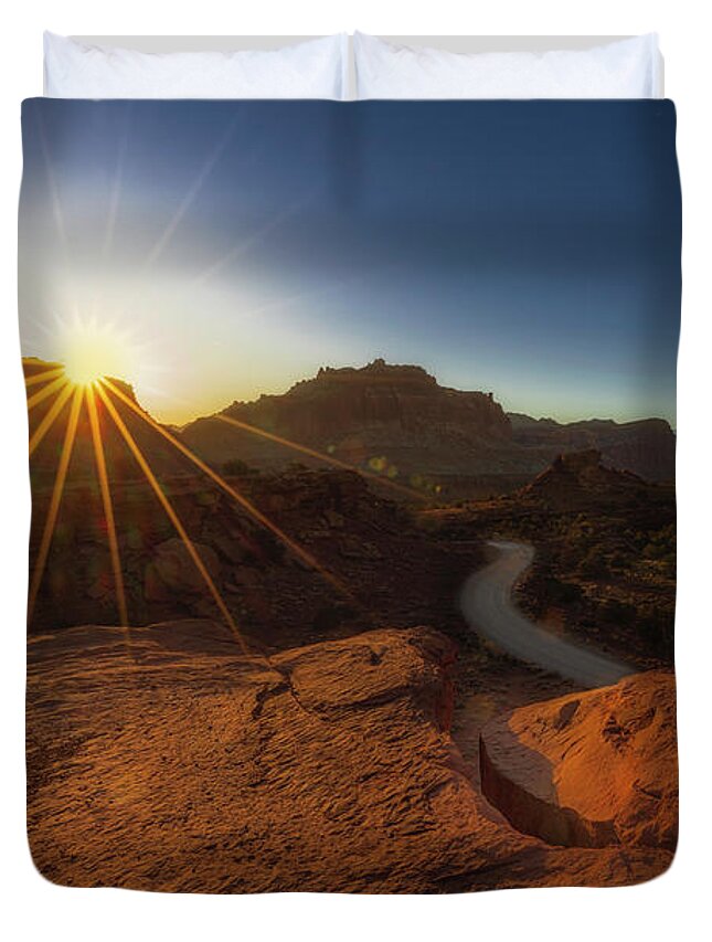 Capitol Reef National Park Duvet Cover featuring the photograph Capitol Reef Sunrise by Susan Candelario