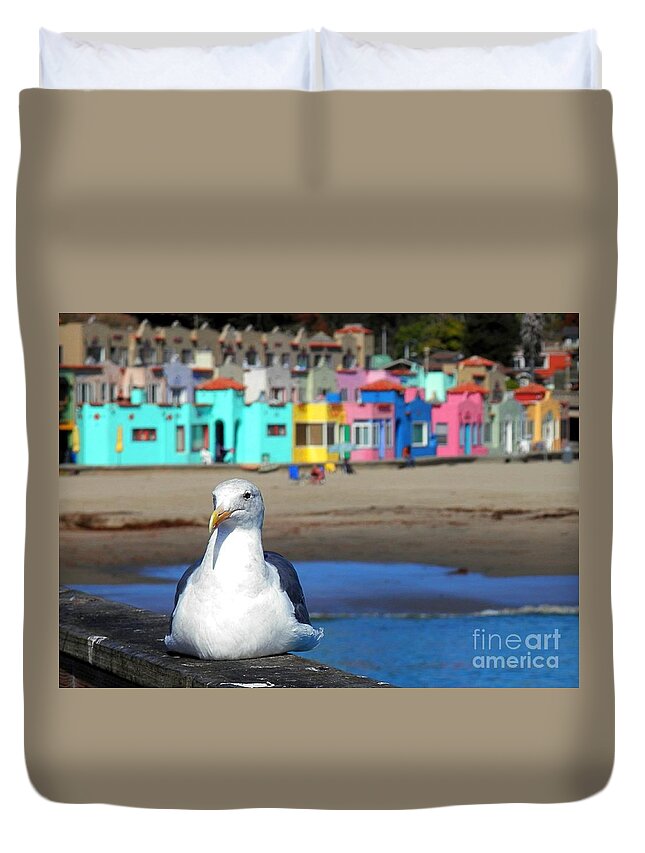 Capitola Duvet Cover featuring the photograph Capitola And The Seagull by Claudia Zahnd-Prezioso