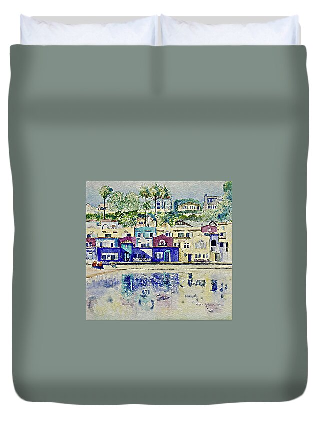 Capitola Ca. Ocean Duvet Cover featuring the painting Capitola by John Glass