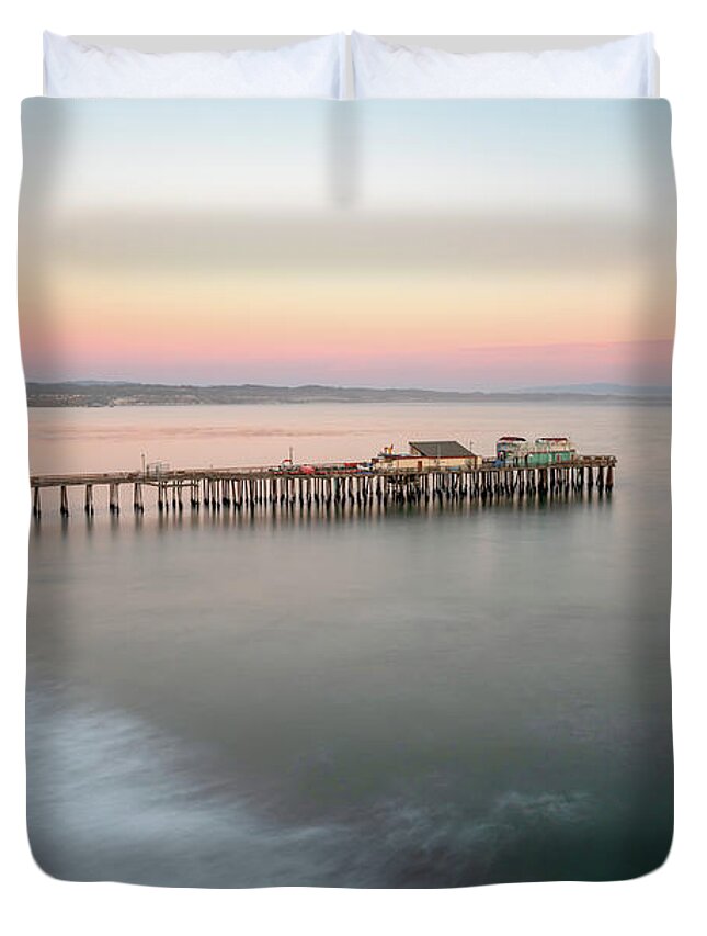 America Duvet Cover featuring the photograph Capitola Wharf Pier at Sunset Photo by Paul Velgos