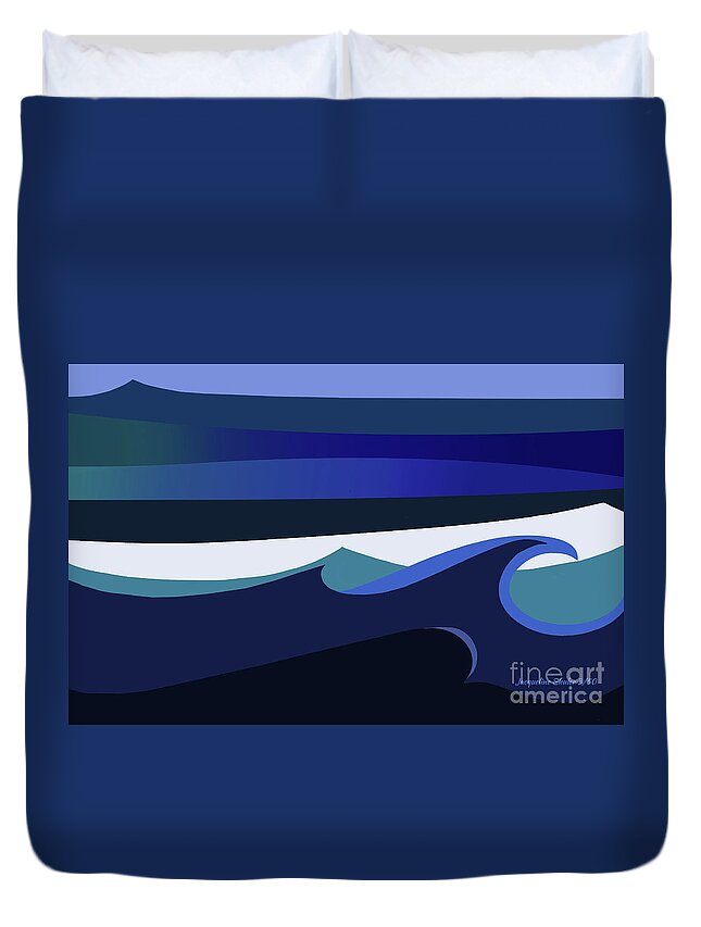 Wave Duvet Cover featuring the digital art Caribbean Wave by Jacqueline Shuler