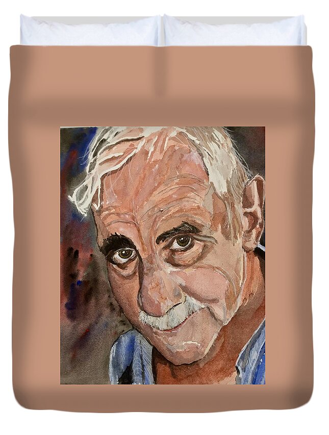 Eyes Duvet Cover featuring the painting Caring Eyes by Bryan Brouwer