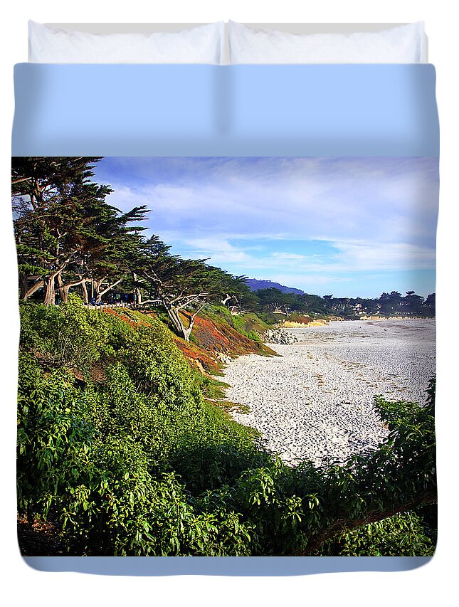 Color Duvet Cover featuring the photograph Carmel Beach by Alan Hausenflock