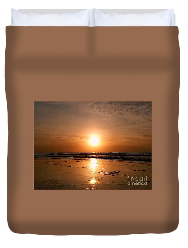 Sunrise Duvet Cover featuring the photograph Carolina Sunrise by Dani McEvoy