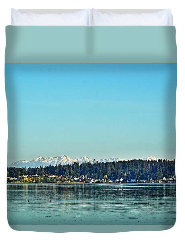 Salish Sea Duvet Cover featuring the photograph Carr Inlet by Bill TALICH