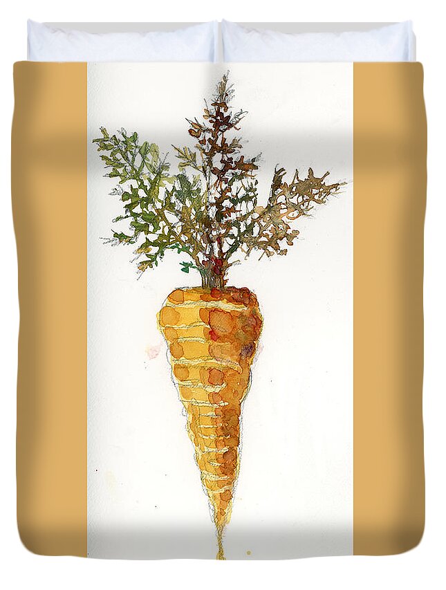 Carrots Duvet Cover featuring the painting Carrots by Dorrie Rifkin