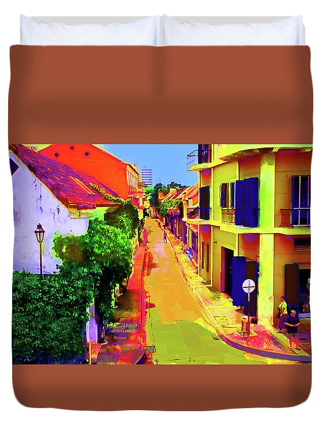 South America Duvet Cover featuring the digital art Cartagena by CHAZ Daugherty