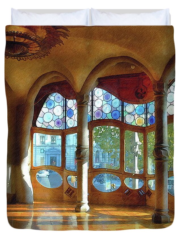 Casa Batlló Duvet Cover featuring the digital art Casa Batllo, Barcelona by Jerzy Czyz