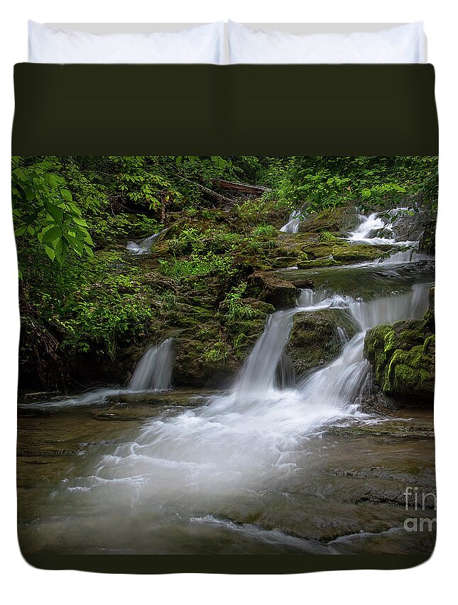 Cascades Duvet Cover featuring the photograph Cascades on Garrett Creek by Shelia Hunt