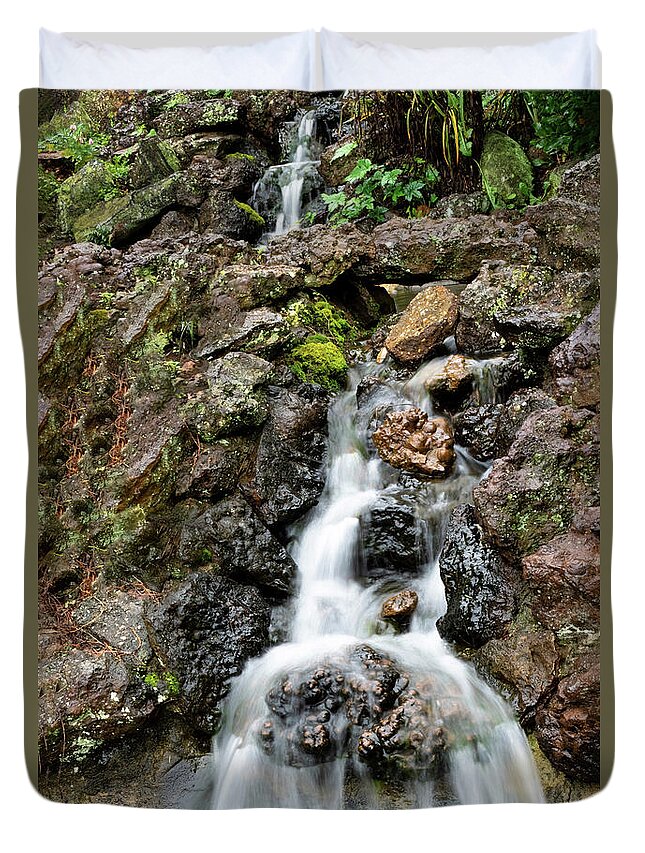 Waterfall Duvet Cover featuring the photograph Cascating Waterfalls by Gary Slawsky