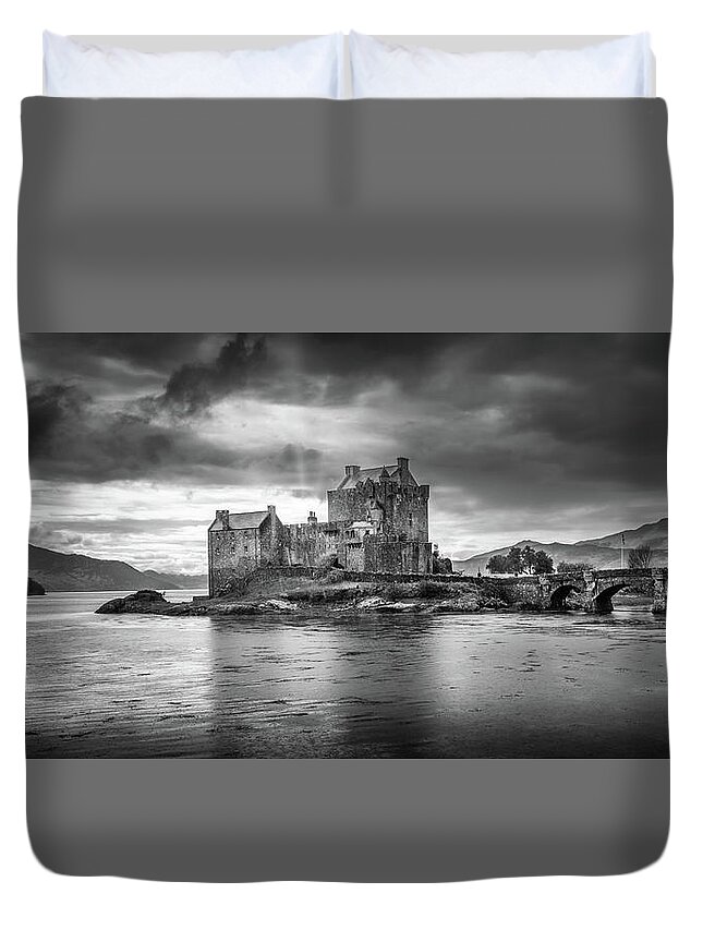 Scotland Duvet Cover featuring the photograph Castle in the storm by Bradley Morris