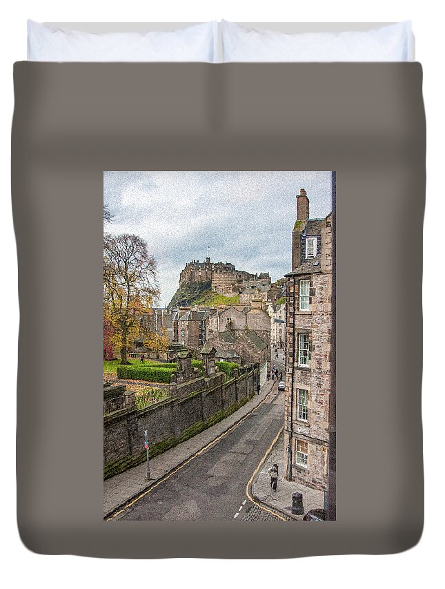 Castle Of Edinburgh Duvet Cover featuring the digital art Castle of Edinburgh by SnapHappy Photos